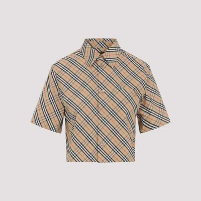Burberry Vintage Check Cropped Shirt In Brown