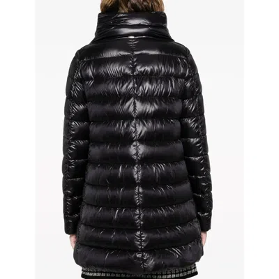 Herno Black High Collar Puffer Jacket With Horizontal Quilting