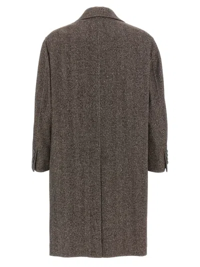 Brunello Cucinelli Cashmere And Silk Single Breasted Coat In Gray