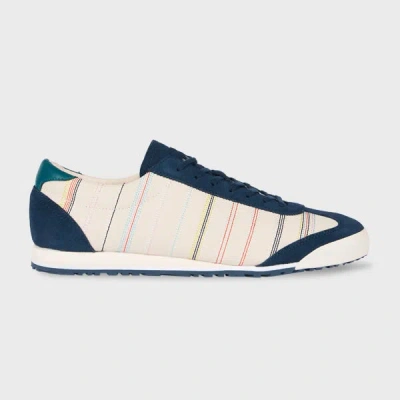 Ps By Paul Smith Embroidered Stripe 'mestre' Trainers Blue