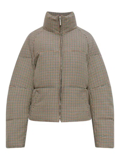 Marni Quilted High Collar Jacket With Side Pockets In Brown