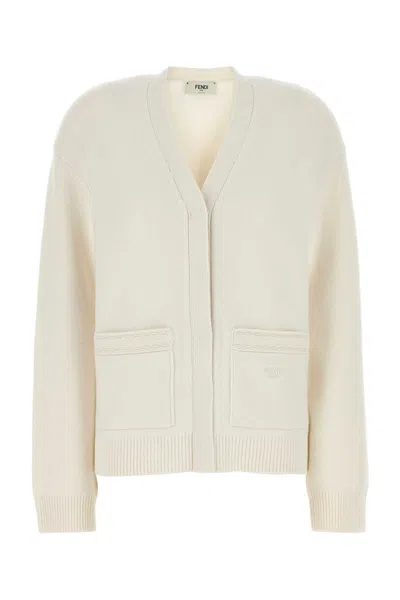 Fendi White Cashmere Blend Cardigan