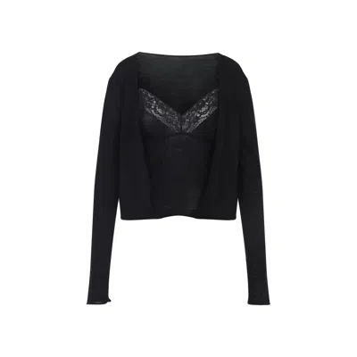 Alberta Ferretti V-neck Lace-trimmed Sweater