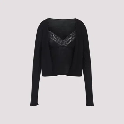 Alberta Ferretti V-neck Lace-trimmed Sweater