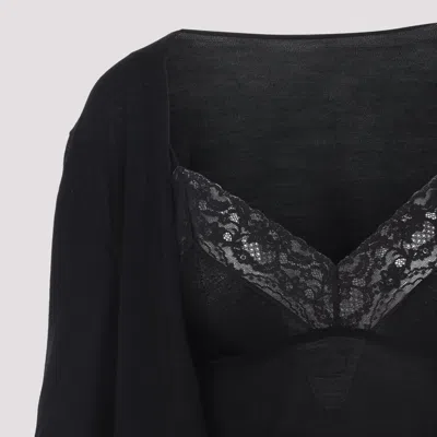 Alberta Ferretti V-neck Lace-trimmed Sweater