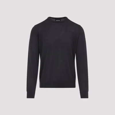 Giorgio Armani Crew Neck Sweater In Virgin Wool In Black