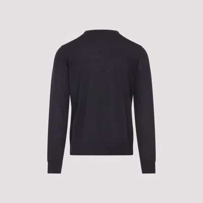 Giorgio Armani Crew Neck Sweater In Virgin Wool In Black
