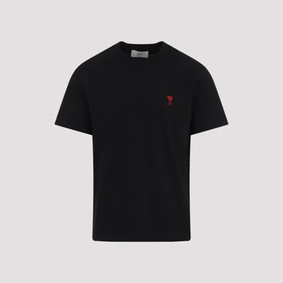 Ami Alexandre Mattiussi T-shirt In Cotone Biologico Con Ricamo Logo In Contrasto In Black