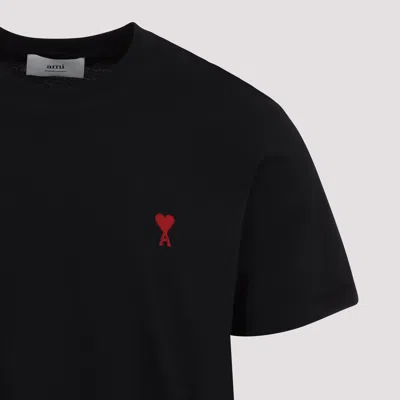 Ami Alexandre Mattiussi T-shirt In Cotone Biologico Con Ricamo Logo In Contrasto In Black