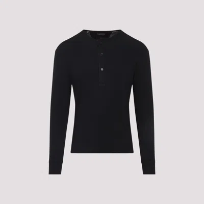 Tom Ford Men Cotton Modal Rib Ls Henley