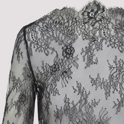 Alberta Ferretti Floral Pattern Lace Ls T-shirt In Gray