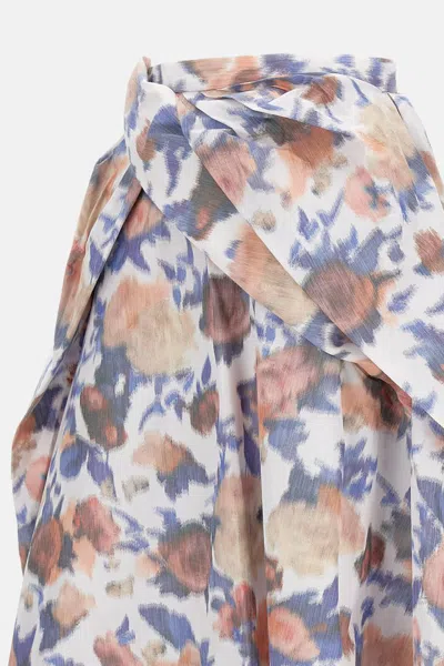 Erdem Womens Painted Rose White Floral Flared Cotton-blend Midi Skirt In Pink