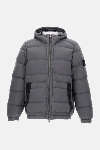 Stone Island Padded Puffer Jacket With High Collar In Gray