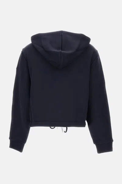 Moncler Logo Patch Zip-up Hoodie In Blue