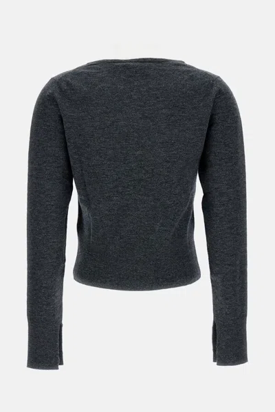 Erdem Cropped Crystal-embellished Sweater In Gray