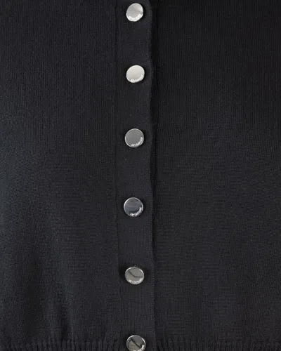 Sportmax Virgin Wool Cardigan With Classic Collar And Retro Charm In Black