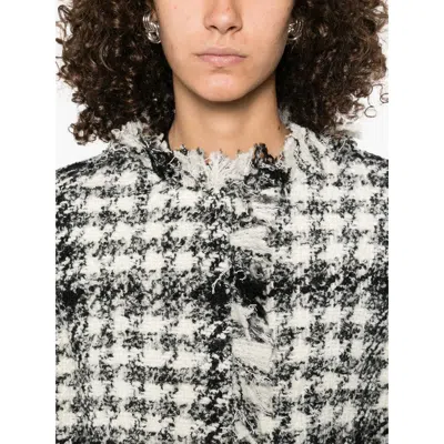 Charlott Fringed Checked-pattern Jacket In White
