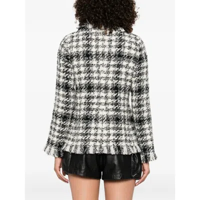 Charlott Fringed Checked-pattern Jacket In White