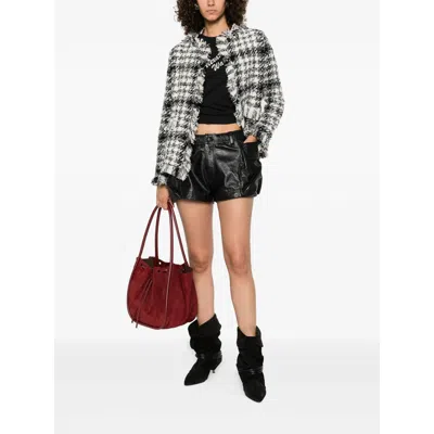 Charlott Fringed Checked-pattern Jacket In White