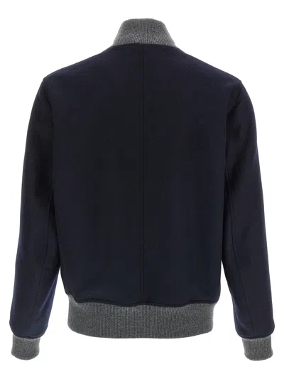 Brunello Cucinelli Wool Bomber Jacket Puffer Jackets Blue In Blue