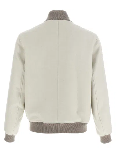 Brunello Cucinelli Wool Bomber Jacket Puffer Jackets White In Neutral
