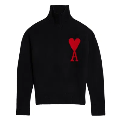 Ami Alexandre Mattiussi Ami Paris Funnel-neck Sweater With Heart Intarsia Design