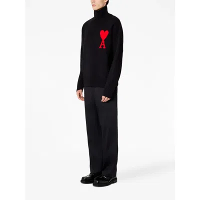 Ami Alexandre Mattiussi Ami Paris Funnel-neck Sweater With Heart Intarsia Design