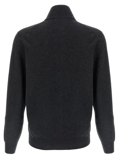 Brunello Cucinelli Silk Cashmere Cardigan Sweaters And Cardigans Black In Gray