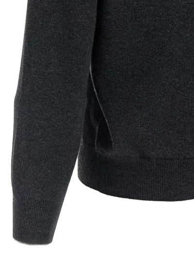 Brunello Cucinelli Silk Cashmere Cardigan Sweaters And Cardigans Black In Gray