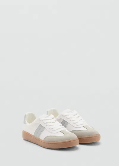 Mango Leather Mixed Sneakers White