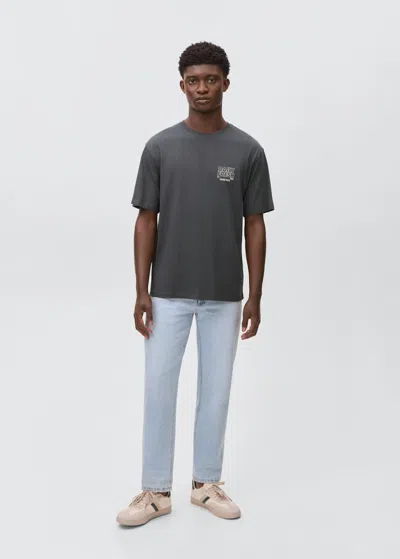 Mango Teen Short-sleeved Printed T-shirt Charcoal