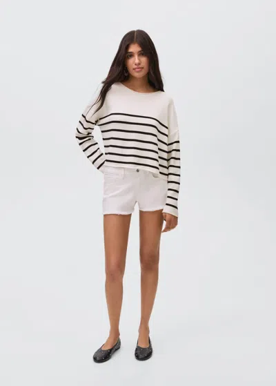 Mango Teen Knit Striped Sweater Navy