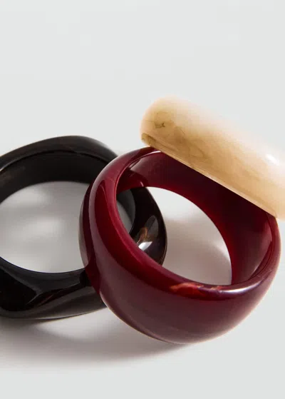 Mango Set Of 3 Combined Volume Maxi Bracelets Red