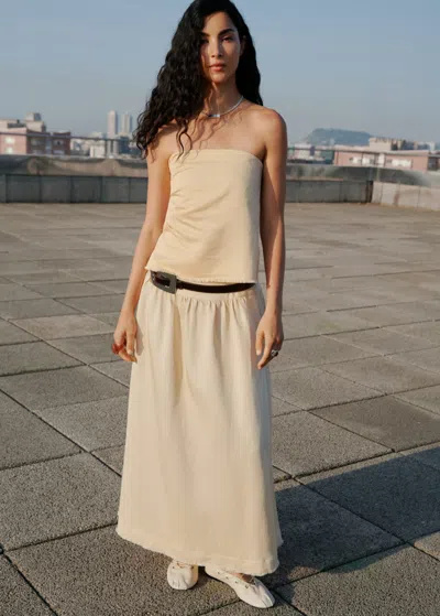 Mango Strapless Linen Blend Top Pastel Yellow In Neutral