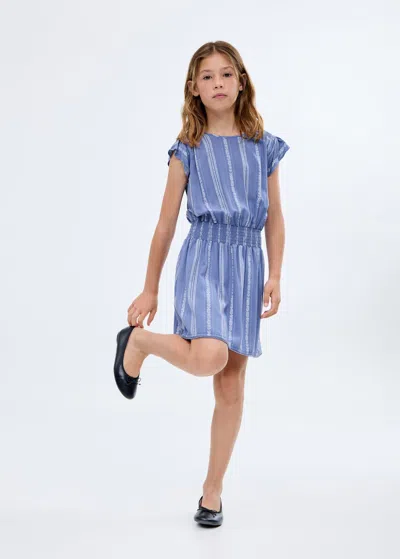 Mango Floral Print Dress Navy In Blue