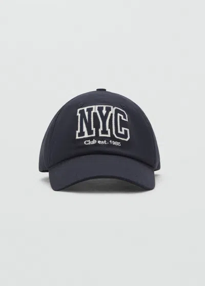 Mango Cap With Embroidered Letter Navy In Black