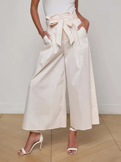 L'agence Lowen Paperbag Cropped Pants Vintage White In White