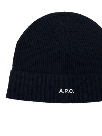 Apc Ribbed Wool Beanie In Blue