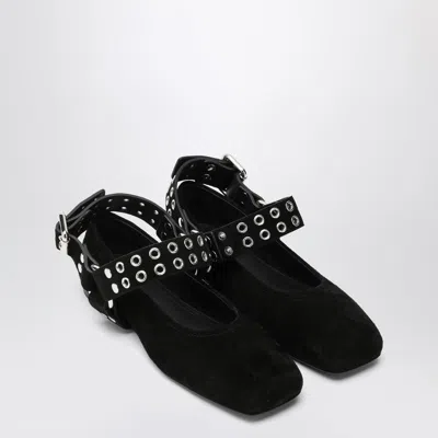 Alaïa Alaia Black Suede Flat Ballerina Biker Women