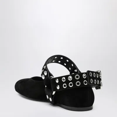 Alaïa Alaia Black Suede Flat Ballerina Biker Women