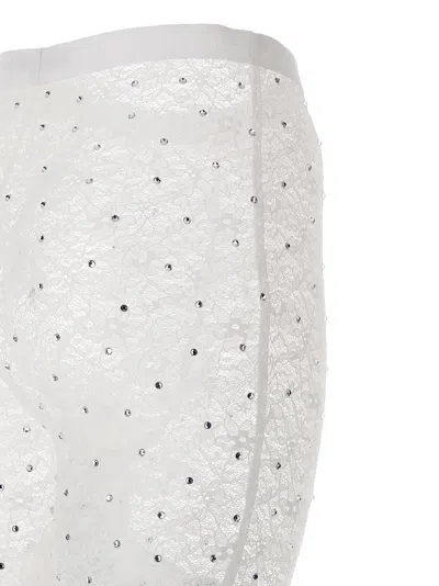 Alessandra Rich Rhinestone Lace Flared Leggings