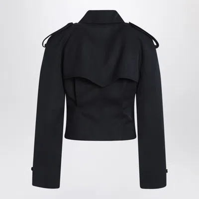 Alexander Mcqueen Short Double-breasted Navy Blue Jacket Women In Blue
