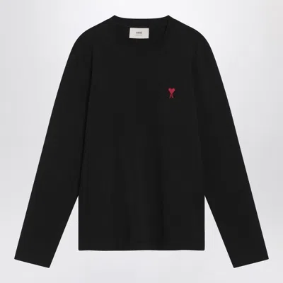 Ami Alexandre Mattiussi Ami Paris Logo-embroidered Stretch-cotton Sweatshirt In Black
