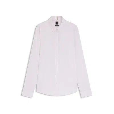 Hugo Boss Slim-fit Shirt In A Striped Cotton Blend In Pink
