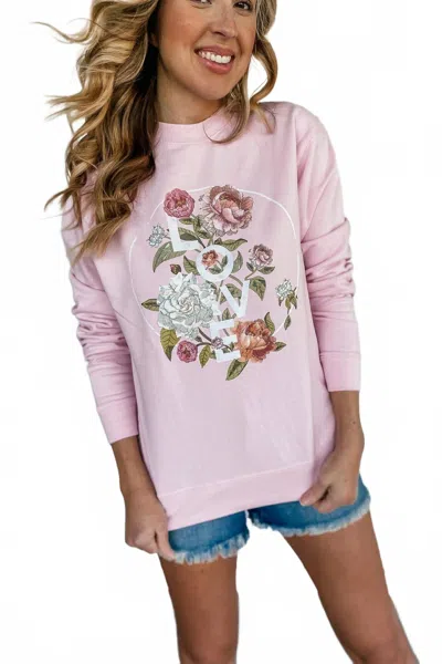 Lure Boutique Summer Love Floral Sweatshirt In Pink