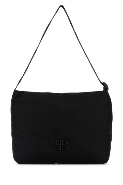 Balenciaga Black Fabric Monaco Shopping Bag In Black