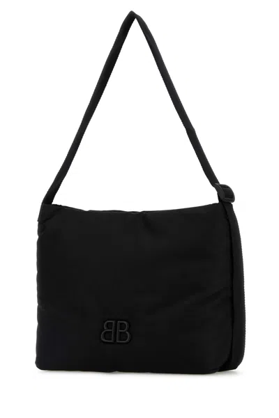 Balenciaga Black Fabric Monaco Shopping Bag In Black