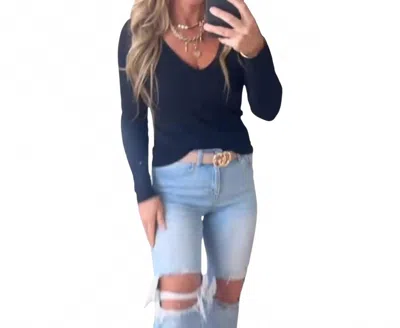 Lure Boutique Hold Tight Ribbed Long Sleeve Top In Black