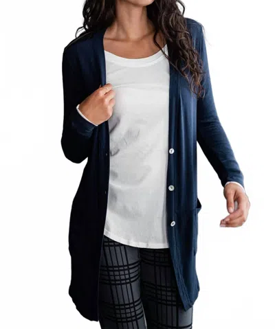 Yala Leslie Long Sleeve Oversize Bamboo Cardigan In Navy Heather