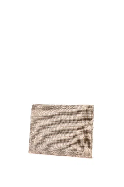 Benedetta Bruzziches Compact Rectangular Bag In Light Gold Rhinestones With Elegant And Sophisticate